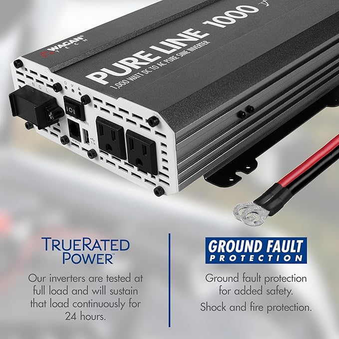 Wagan EL3804 Pure Line Inverter 1000 Watt DC 12V to 110V AC Car Pure Sine Wave - Image 3