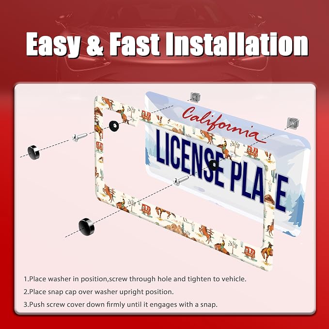 Western Cowboy License Plate Frame Horse Racing License Plate Holder Funny - Image 3