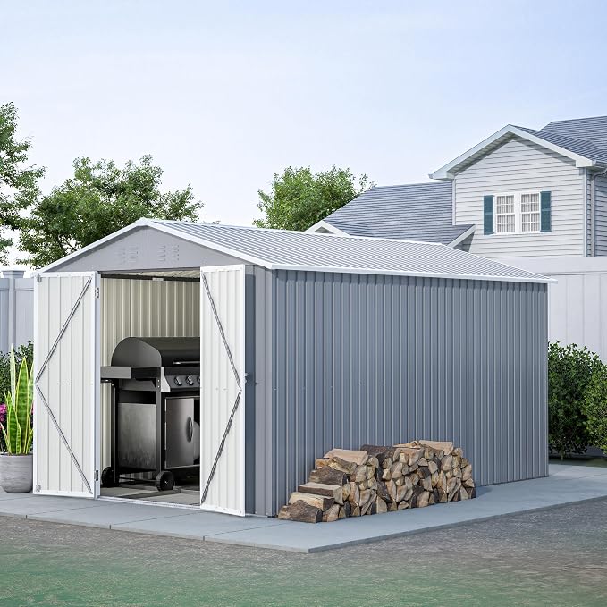 8x12 FT Outdoor Storage Shed, Metal Shed W/Floor, Garden Storage Shed W/ 1 - Image 4