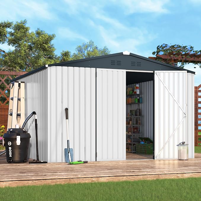 U-MAX 10' x 10' Shed Outdoor Storage Shed Clearance, Large Metal Garden Shed - Image 6