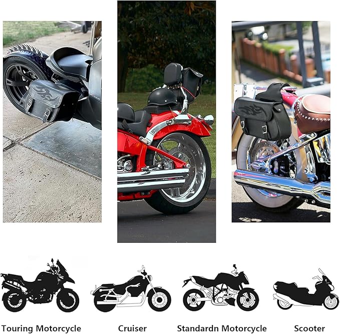 GARGOYLE BELLS Motorcycle Saddle Bags Leather Motorcycle Luggage Bag - Image 4