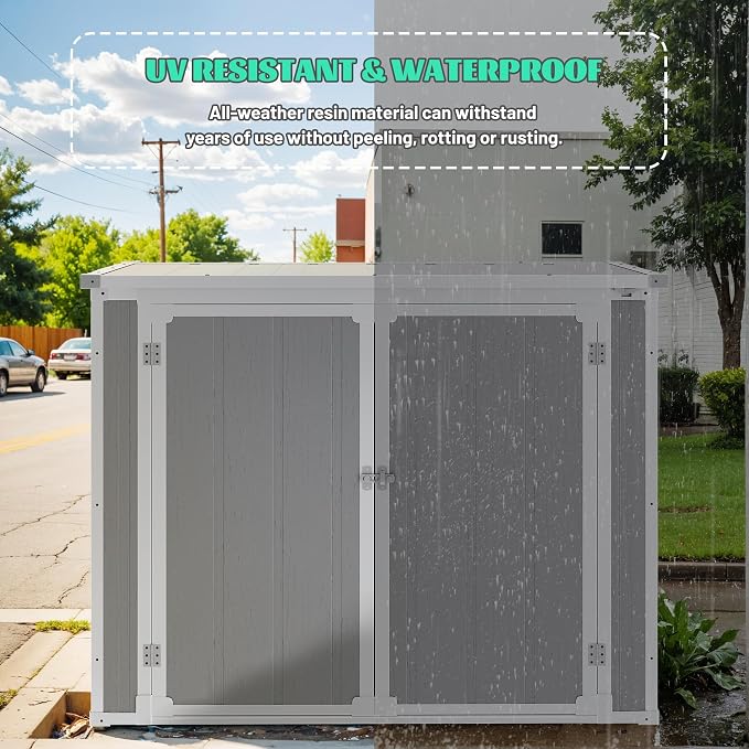 41 Cu.Ft Resin Shed with Floor, 4.7x2.5 FT Outdoor Horizontal Storage Shed - Image 4