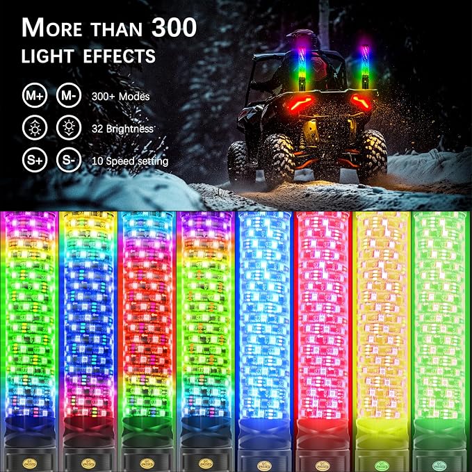 DREAMIZER 2PCS 1FT Fat Spiral Led Whip Lights - Image 2