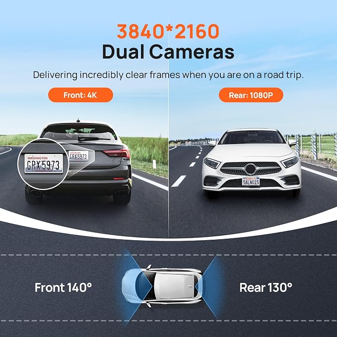 70mai 4K Dash Cam Front and Rear - Image 3