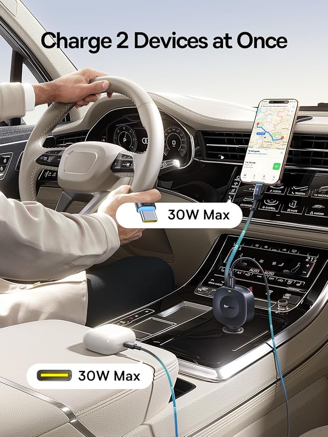 Baseus Ultra-Mini Retractable Car Charger USB C, 60W Fast Charging Car Charger - Image 6