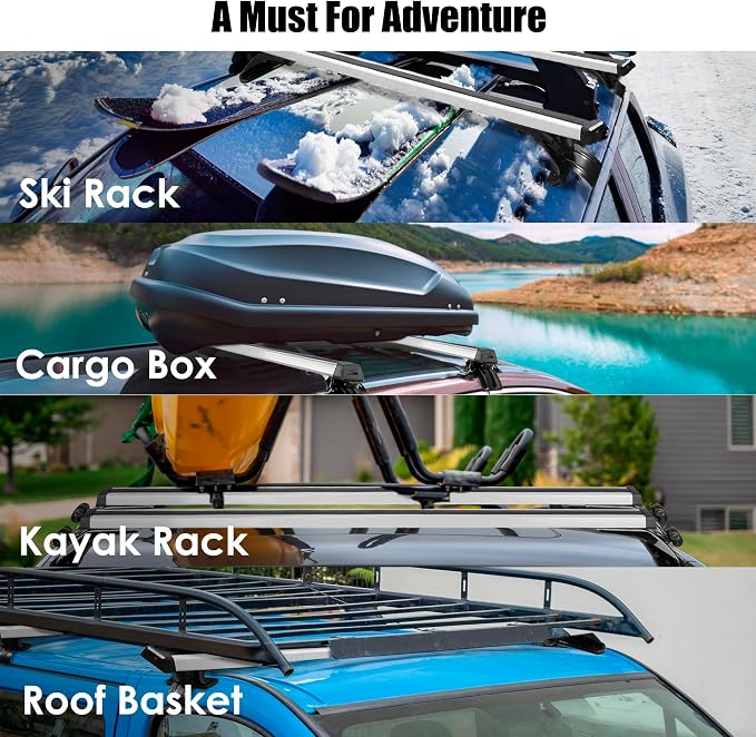 48" Universal Roof Rack Cross Bars, Upgraded Aluminum Lockable Crossbars - Image 6