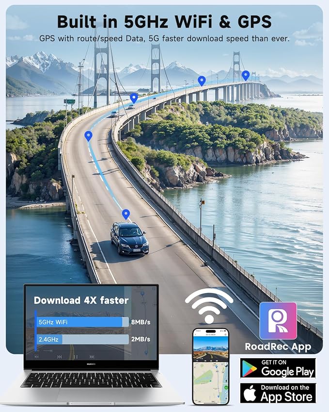3 Channel Dash Cam, SARMERT 4K Dash Cam Front Inside and Rear - Image 4