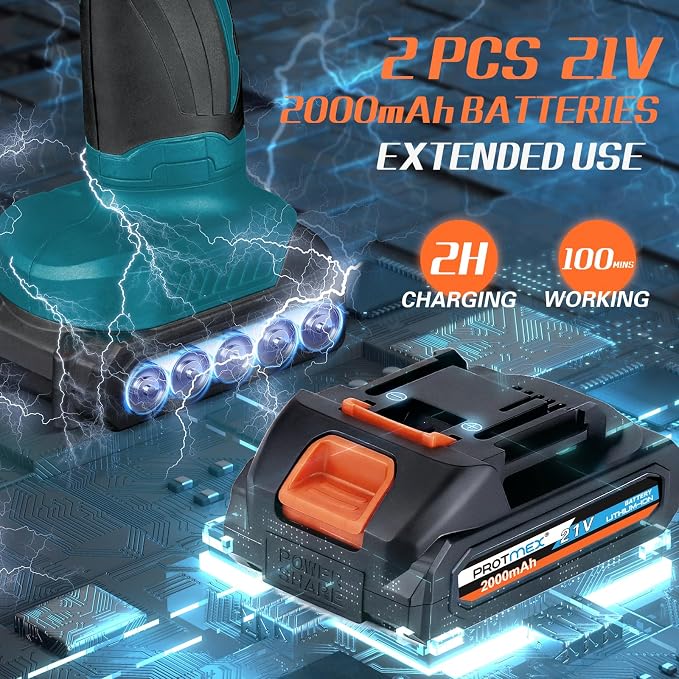 Cordless Car Buffer Polisher w/ 2x2000mAh 21V Batteries, 6 Inch Car buffer - Image 2