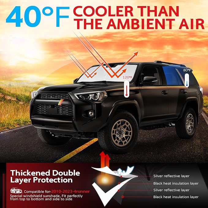 KAYZT Windshield Sun Shade for Toyota 4Runner 2010-2024 4-Runner Foldable - Image 6