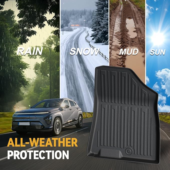 Floor Mats Set for 2024 2025 Hyundai Kona Gas, Full Coverage All Weather Floor - Image 9