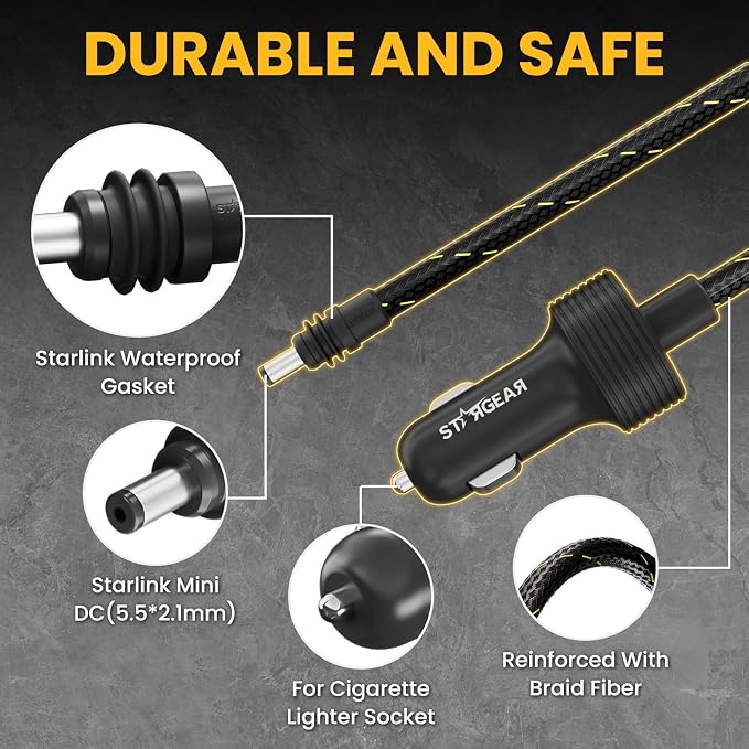 Starlink Mini Cable 12V Power Cable 3M/10FT, Braided Wear-Resistant Starlink - Image 4