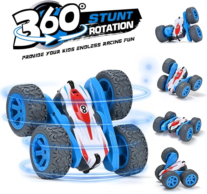 Remote Control Car, 4WD RC Cars Stunt Double Sided 360° Rotating 2 Batteries - Image 2