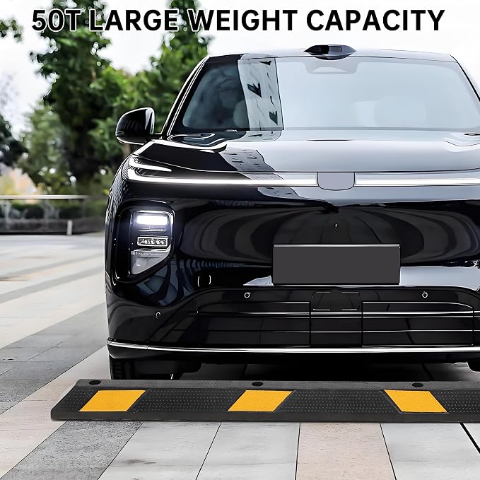Pack of 1-72" Parking Stoppers for Garage, Heavy Duty Rubber Parking Curb - Image 3