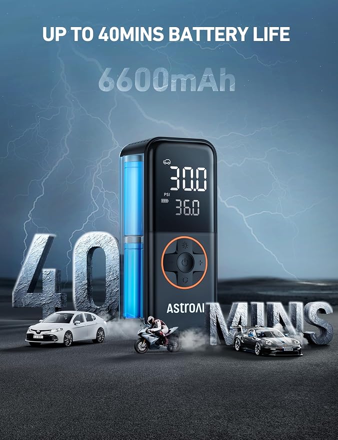 AstroAI L4 Tire Inflator Portable Air Compressor, 150PSI Portable Air Pump - Image 4
