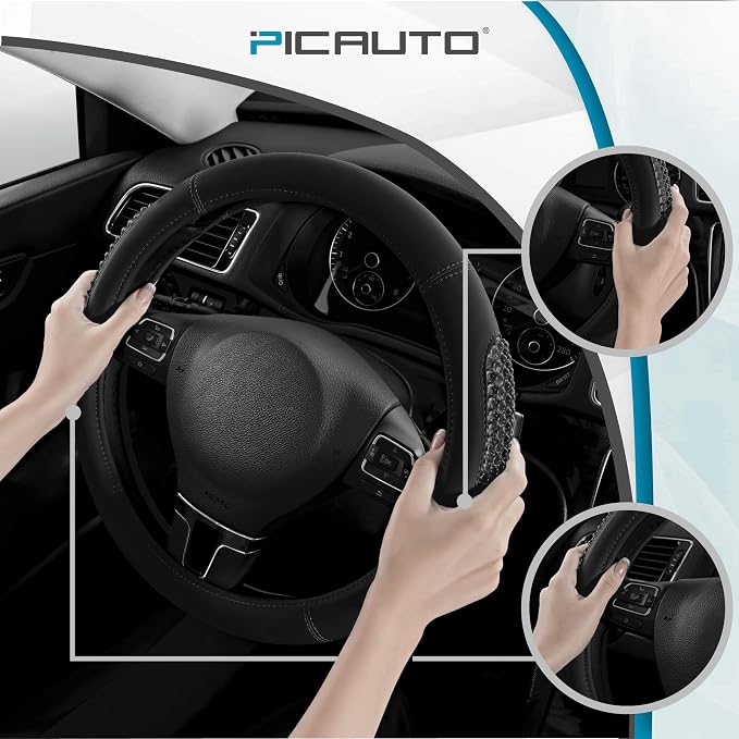 PIC AUTO Gel Particles Steering Wheel Cover, Universal Fit 14.5"-15.5" - Image 4