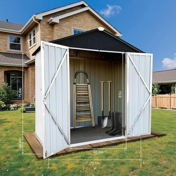 6 x 4 FT Outdoor Storage Metal Shed, Bike Garden Tool Shed - Image 7