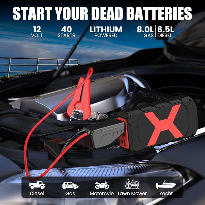 BOOKOO Jump Starter 2000A for Car/Boat/Lawnmower Portable 12V Car Battery Jump - Image 2