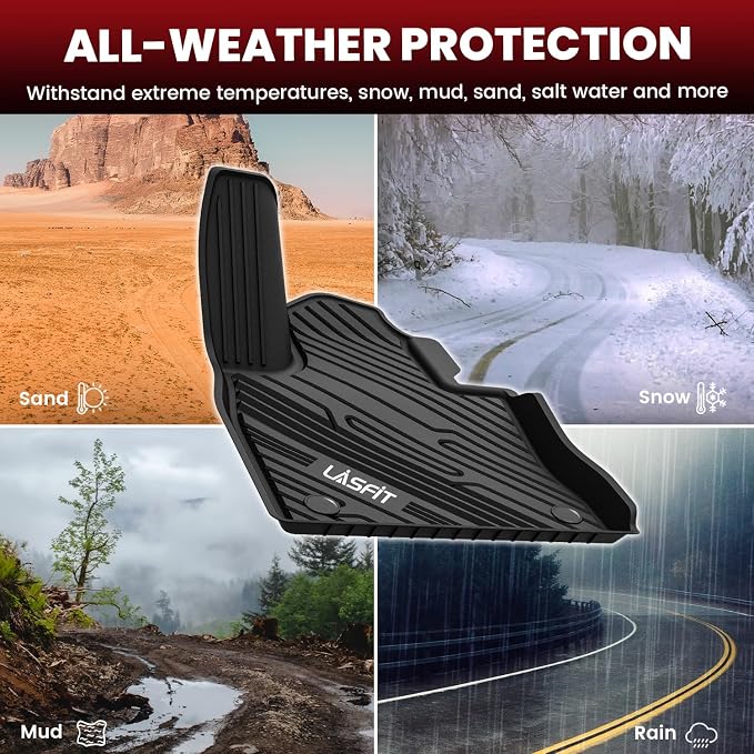 LASFIT Floor Mats for Ford Explorer 2020-2025 7 Passenger TPE All Weather - Image 8