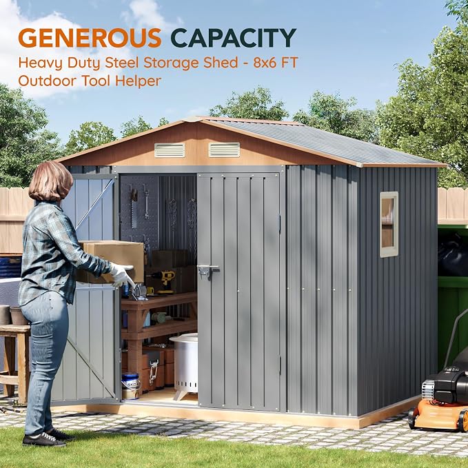 6x8FT Metal Shed & Outdoor Storage Shed - Image 4