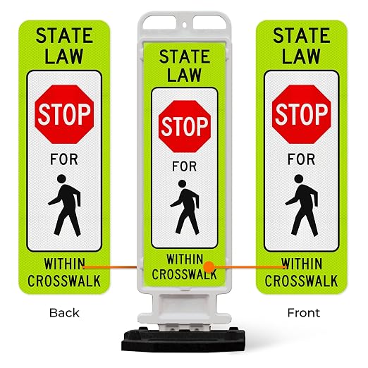 State Law Stop for Pedestrian Within Crosswalk MUTCD R1-6a Sign, Double Sided - Image 5