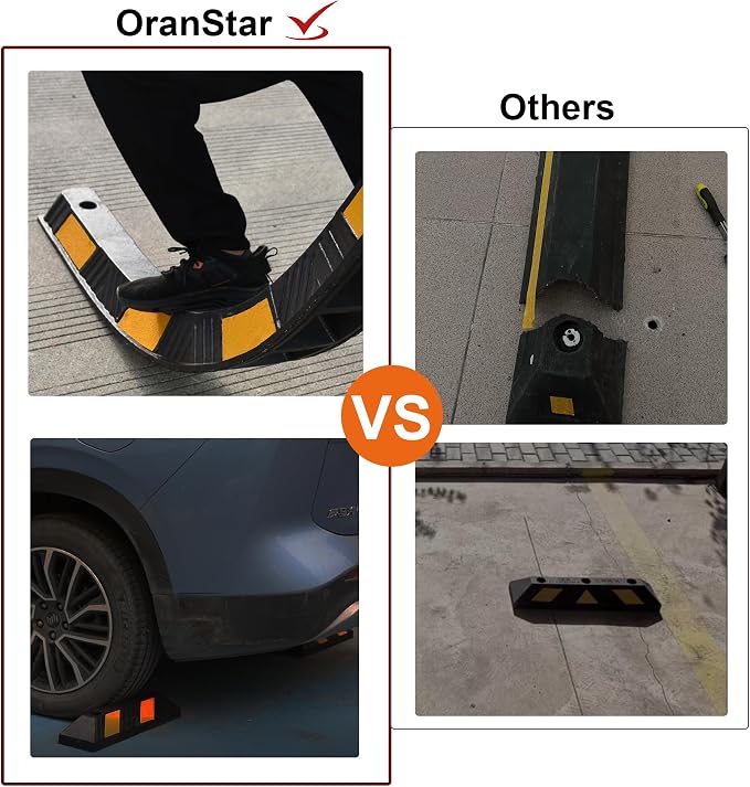 OrangeStar 21" Rubber Parking Curbs, Heavy Duty Garage Floor Wheel Stopper - Image 3
