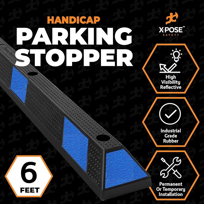 Xpose Safety 72" Heavy Duty Rubber Parking Stopper – 2 Pack Wheel Blocks - Image 2