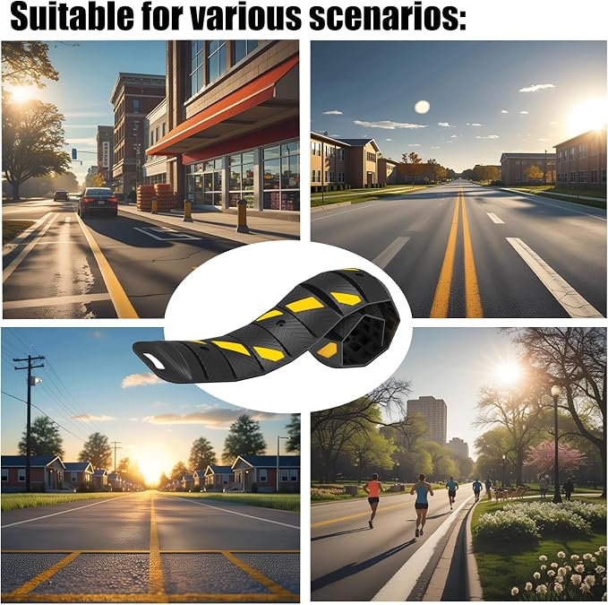 76"x10"x 2" Portable Rubber Speed Bump Reflective Yellow-Black, Quick to fold - Image 7