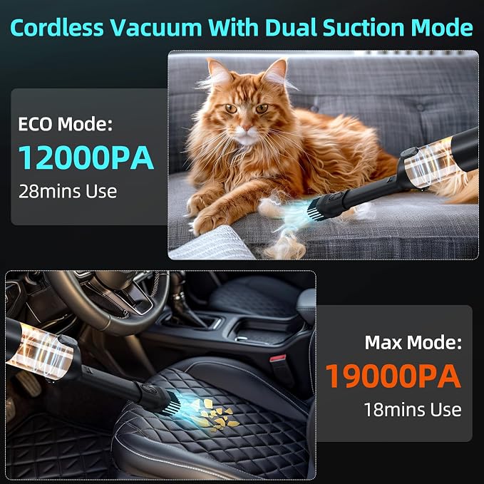 Car Vacuum Cleaner, 95W/19Kpa/30Mins, Mini High Power Pet Portable Handheld - Image 3