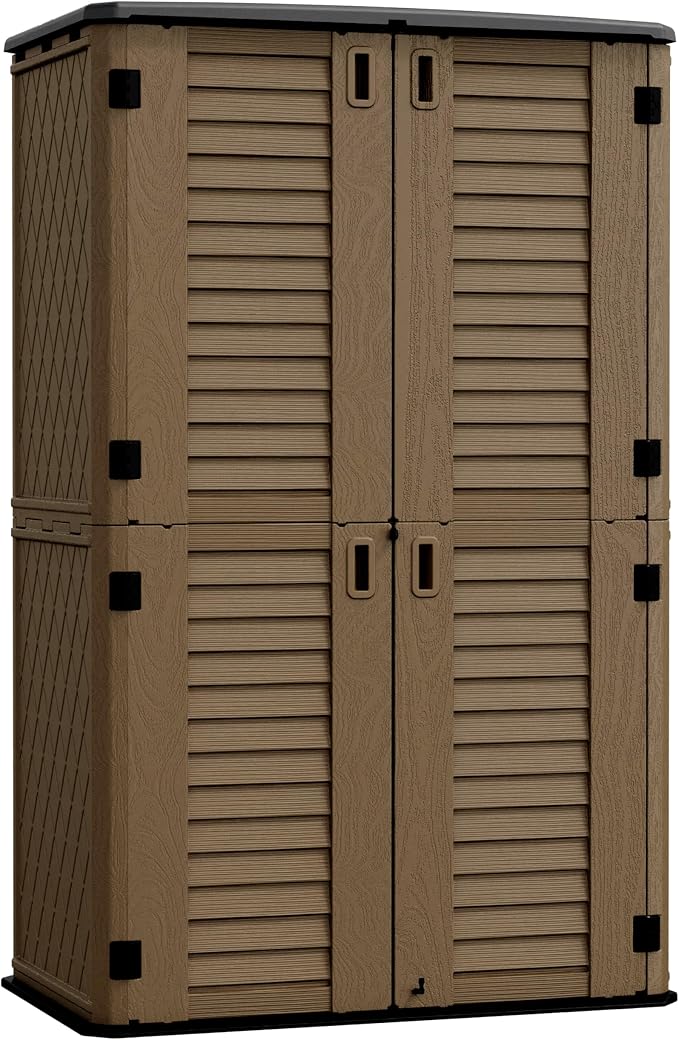 ADDOK Outdoor Storage Sheds Waterproof, Resin Outdoor Storage Cabinet Lockable by ADDOK
