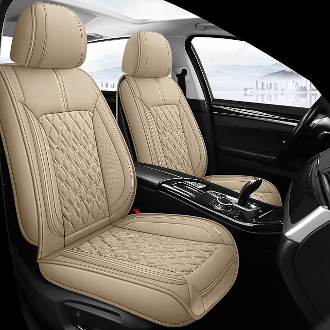 Pariitadin Leather Car Seat Covers Front Pair, Waterproof Breathable Faux by Pariitadin