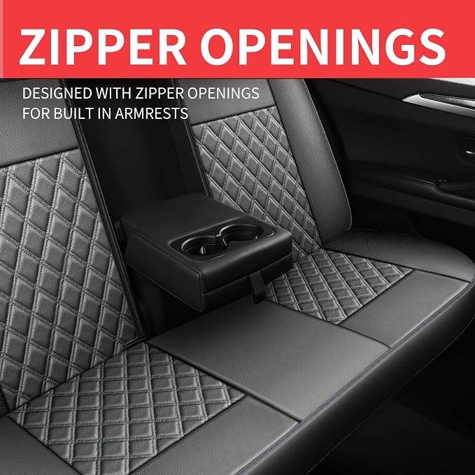 Car Seat Covers Full Set, Breathable and Waterproof Napa Leather Car Seat Cover - Image 7