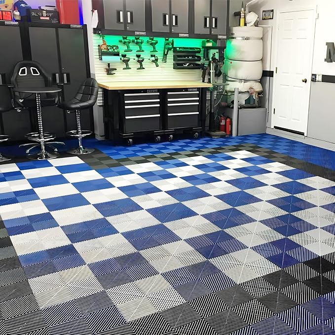 50PCS|15.7"x15.7" Garage Flooring Tiles, Non-Slip Interlocking Plastic Garage - Image 3