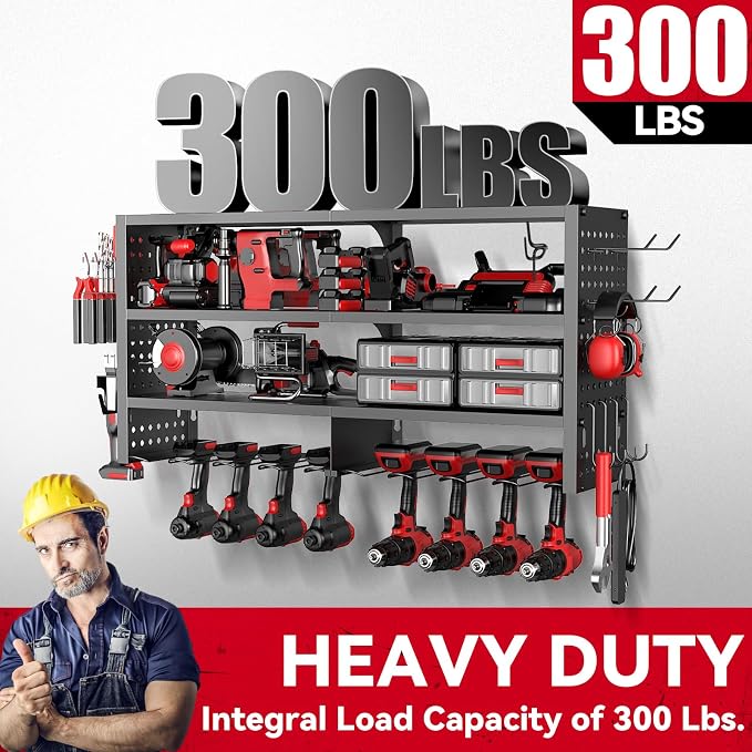 Power Tool Organizer Wall Mount, Heavy Duty 4-Tier Garage Storage Rack - Image 4