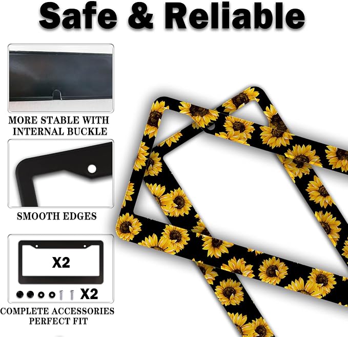 License Plate Frames Black Yellow Fun License Plate Frame Cover Aloha Hawaii - Image 4