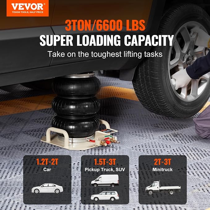 VEVOR Air Jack, 3 Ton/6600 lbs Triple Bag Air Jack, Airbag Jack - Image 3
