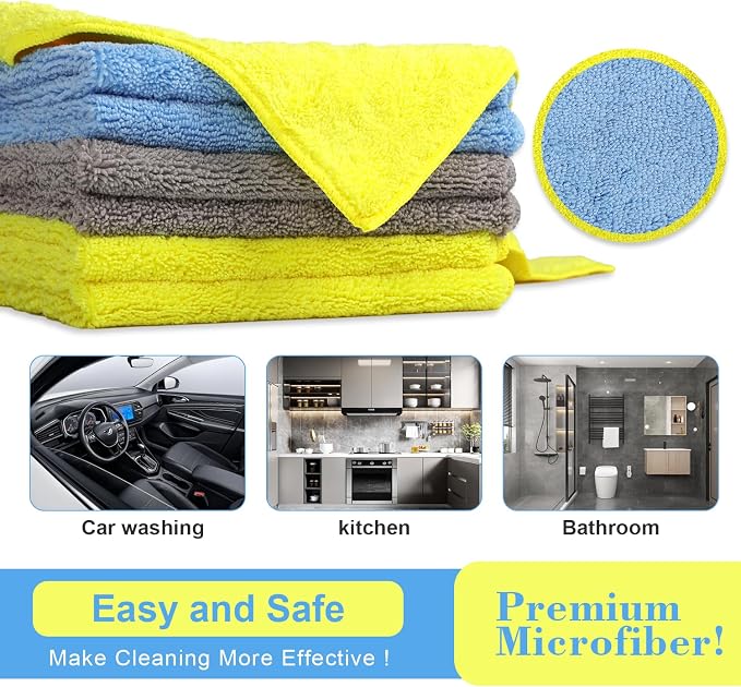 Wash Cloths for Car Interior & Exterior, Microfiber Towels Cleaning Highly - Image 2