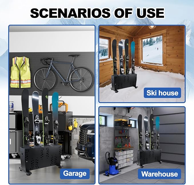 Freestanding Ski Storage Rack for 8 Pairs, Floor Stand Ski Organizer Rack - Image 7
