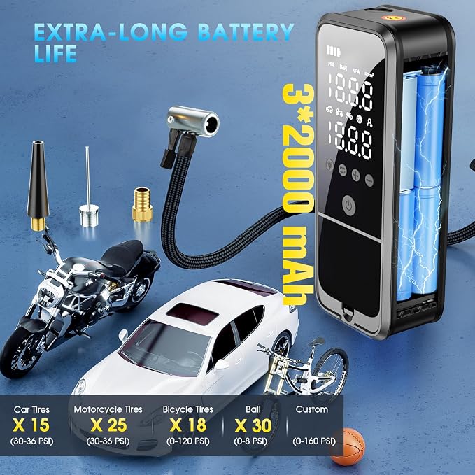 Tire Inflator Portable Air Compressor, 160 PSI Air Pump - Image 4