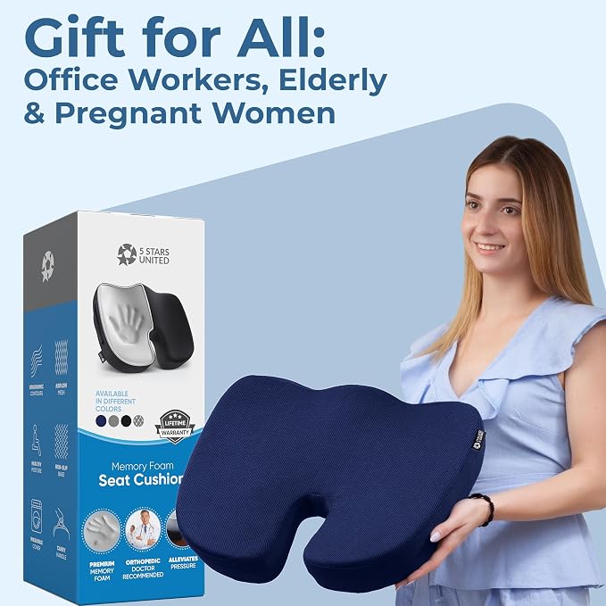 5 STARS UNITED Seat Cushion for Tailbone Pain Relief – Memory Foam Lifting - Image 8