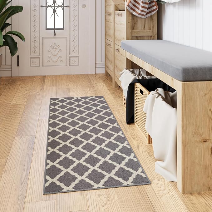 Ottomanson Hallway Runner Rug 2'2" x 6' Non Slip Trellis Area Rugs Easy to - Image 11