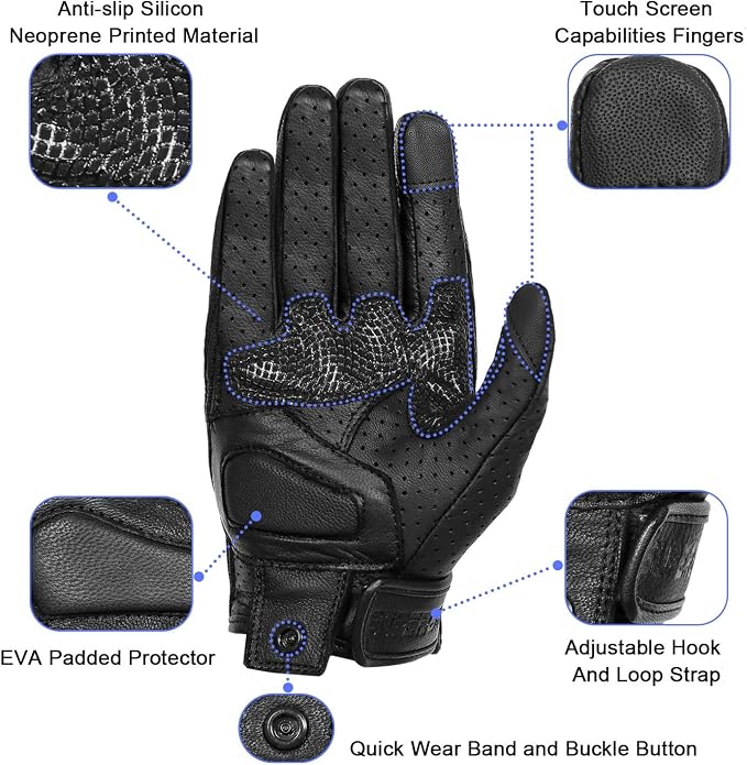 Updated Men’s Leather Motorcycle Gloves - Image 3