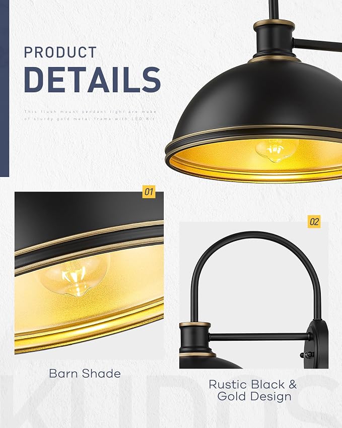 kudos Exterior Gooseneck Barn Light, Farmhouse Black Outdoor Wall Light - Image 3