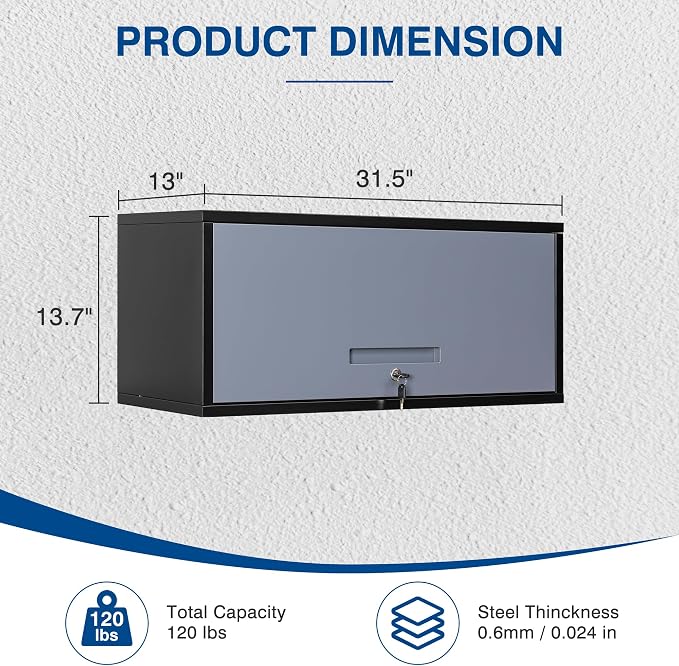 Metal Storage Cabinet Black&Gray Wall Cabinets - Image 3