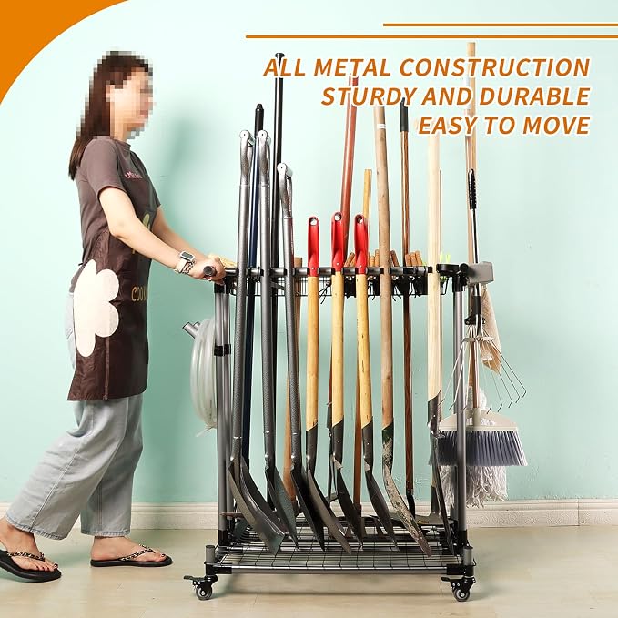 garden tool organizer metal Garage Storage Holder storage large long lawn tools - Image 6