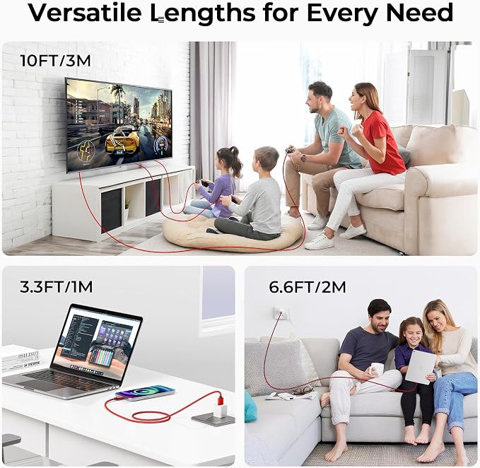 Basesailor USB Type C Charger Cable 3-Pack 3.3/6.6/10FT, Charging Cord - Image 2