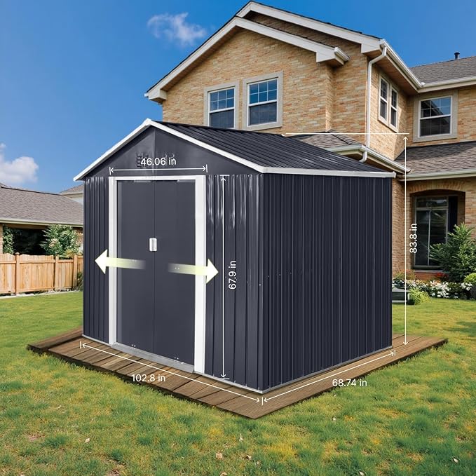 9 x 6.4 Ft Outdoor Storage Shed, Heavy-Duty Metal Shed - Image 8