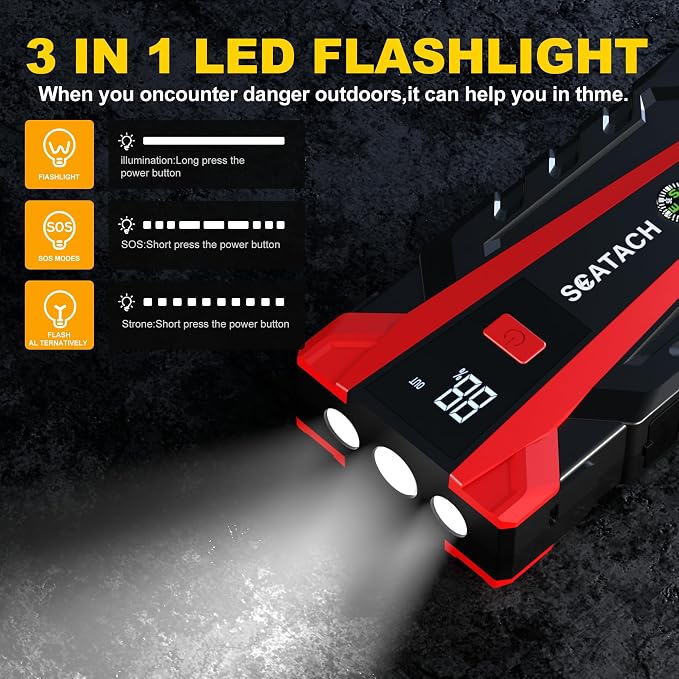Scatach 011 3000A Car Battery Jump Starter, 12V Jump Starter Battery Pack - Image 5
