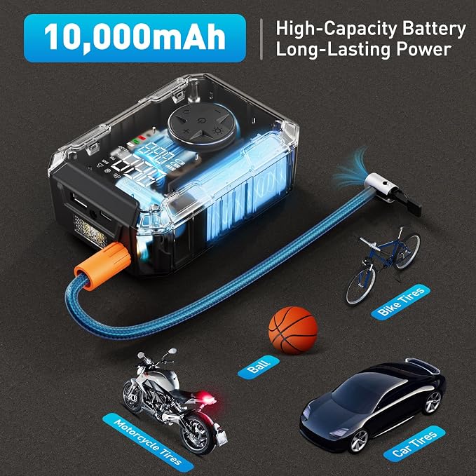 Tire Inflator Portable Air Compressor – Wireless & 12V Dual Power, Auto Shut-Off - Image 4