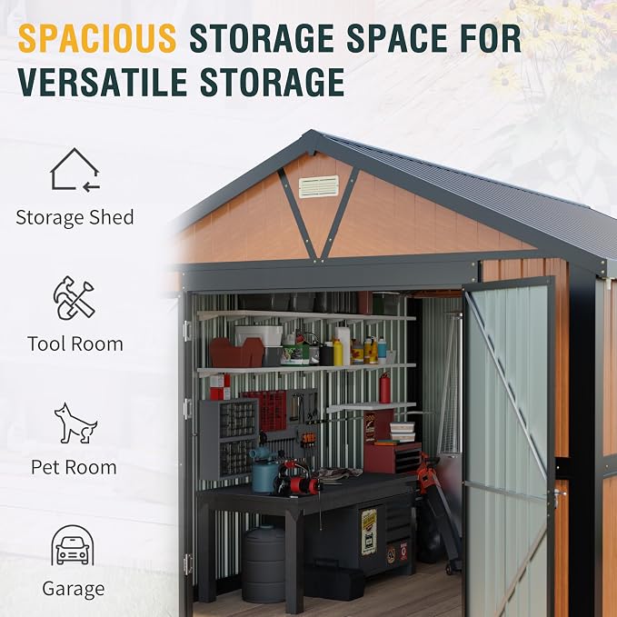 10x12 Ft Outdoor Storage Shed, Extra Large Metal Shed - Image 6