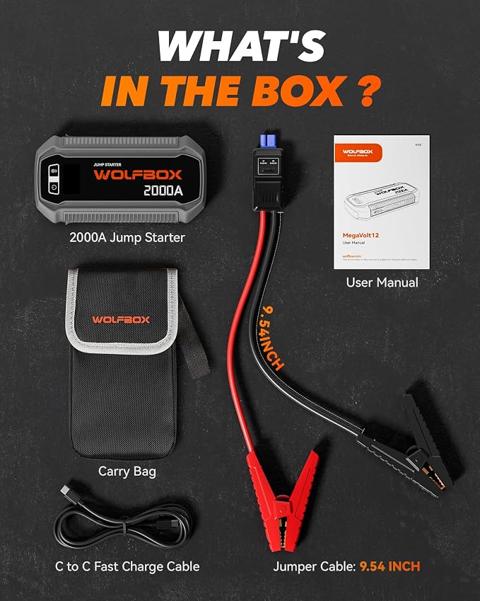 WOLFBOX 2000A Jump Starter, 12000mAh Battery Jumper Starter Portable - Image 6